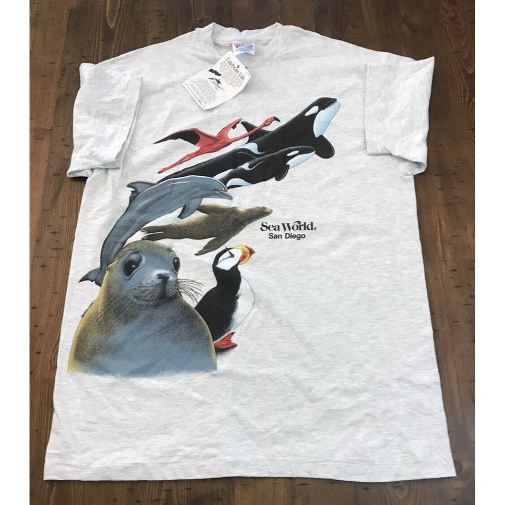 Vtg Sea World San Diego T-shirt Mens Size L NWT Animals Theme Park California